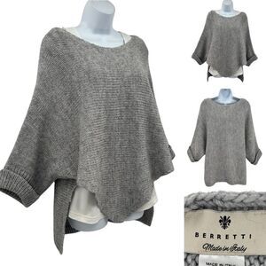 Berretti Italian Alpaca Wool Blend Lagenlook Poncho Pullover Sweater